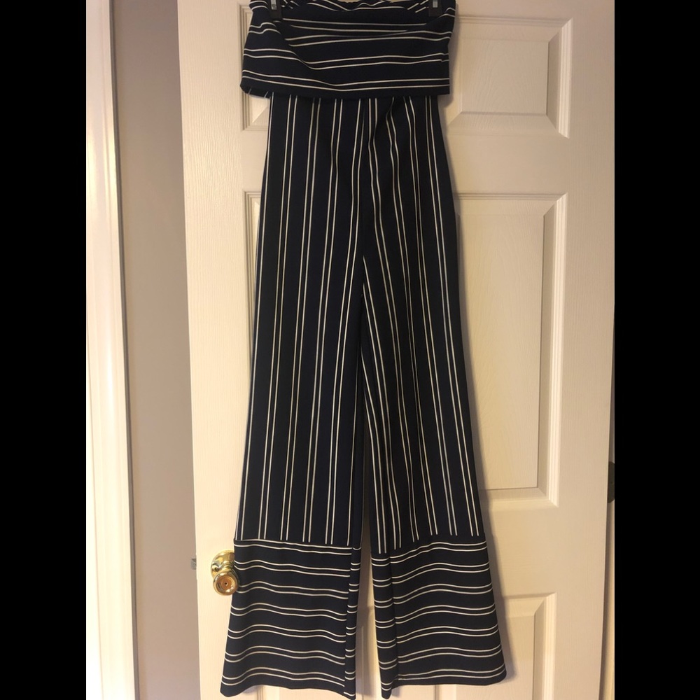 Navy blue with white stripes jumpsuit